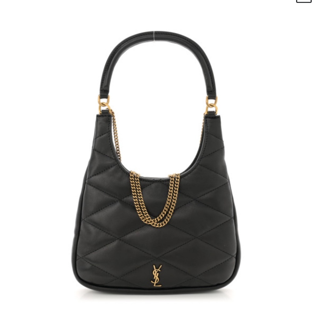 Yves Saint Laurent Black and Gold Quilted Shoulder Bag